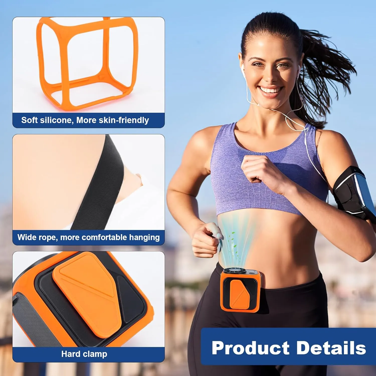 Stronger Airflow Portable Waist Fan Rechargeable 10000 mAh, 5 Speeds Max 18H Cooling, Battery Powered Personal Wearable Clip on Belt Shirt Fans, Neck Fan,Small Desk Fan for Outdoor Work,Travel