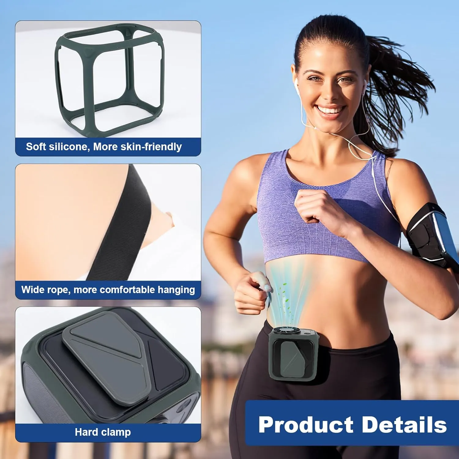 Stronger Airflow Portable Waist Fan Rechargeable 10000 mAh, 5 Speeds Max 20H Cooling, Battery Powered Personal Wearable Clip on Belt Shirt Fans, Neck Fan,Small Desk Fan for Outdoor Work,Travel