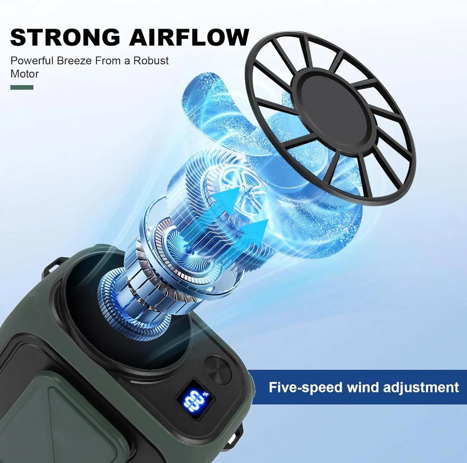 Stronger Airflow Portable Waist Fan Rechargeable 10000 mAh, 5 Speeds Max 20H Cooling, Battery Powered Personal Wearable Clip on Belt Shirt Fans, Neck Fan,Small Desk Fan for Outdoor Work,Travel