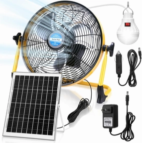 Sumind 12 Inch Solar Powered Fan 15000mah 20w Portable Ventilador Rechargeable Camping Fan Battery Powered with Panel and Light for Outside, Home, Travel, Chicken Coop, Shed, Greenhouse Solar-powered car fan for ventilation