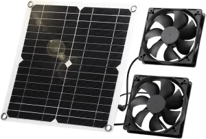 SUNYIMA Solar Panel Fan Kit, 12W Weatherproof Solar Panel with DC Fan for Small Chicken Coops, Greenhouses, Sheds,Pet Houses, Window Exhaust (Dual Fan) Solar-powered car fan for ventilation