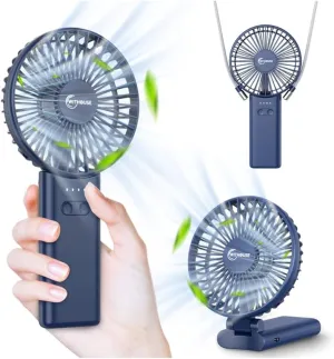 SUPER THIN Portable Handheld Fan, 2025 Upgraded Strong Airflow, 20Hrs Runtime, 5000mAh, 180 Foldable, 5 Speeds, 3-IN-1 Mini Hand/Desk/Neck Fans, Travel Essentials Gifts for Women, Men Mini handheld fan for personal cooling