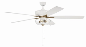 Super Pro 101 60" Ceiling Fan in White/Satin Brass Ceiling fan with adjustable speed settings