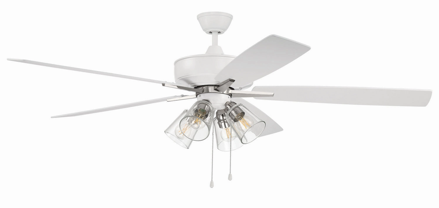 Super Pro 104 60" Ceiling Fan in White/Polished Nickel Ceiling fan with adjustable speed settings