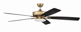 Super Pro 112 60" Ceiling Fan in Satin Brass Ceiling fan with adjustable speed settings