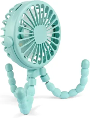 Suteng Stroller Fan Flexible Tripod Clip On Baby Fan, Battery Operated Mini Portable Handheld Fan for Car Seat Crib Stroller, USB Rechargeable Small Desk Fan with 3 Speeds and LED Lights Rear-mounted fan for childrens safety