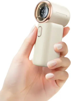 SWEETFULL Handheld Turbo Fan, 100-Speed Mini Fan with Digital Display, 12H Rechargeable Cooling, Portable for Travel & Outdoor Beige Mini handheld fan for personal cooling