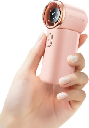 SWEETFULL Handheld Turbo Fan, 100-Speed Mini Fan with Digital Display, 12H Rechargeable Cooling, Portable for Travel & Outdoor Pink Mini handheld fan for personal cooling