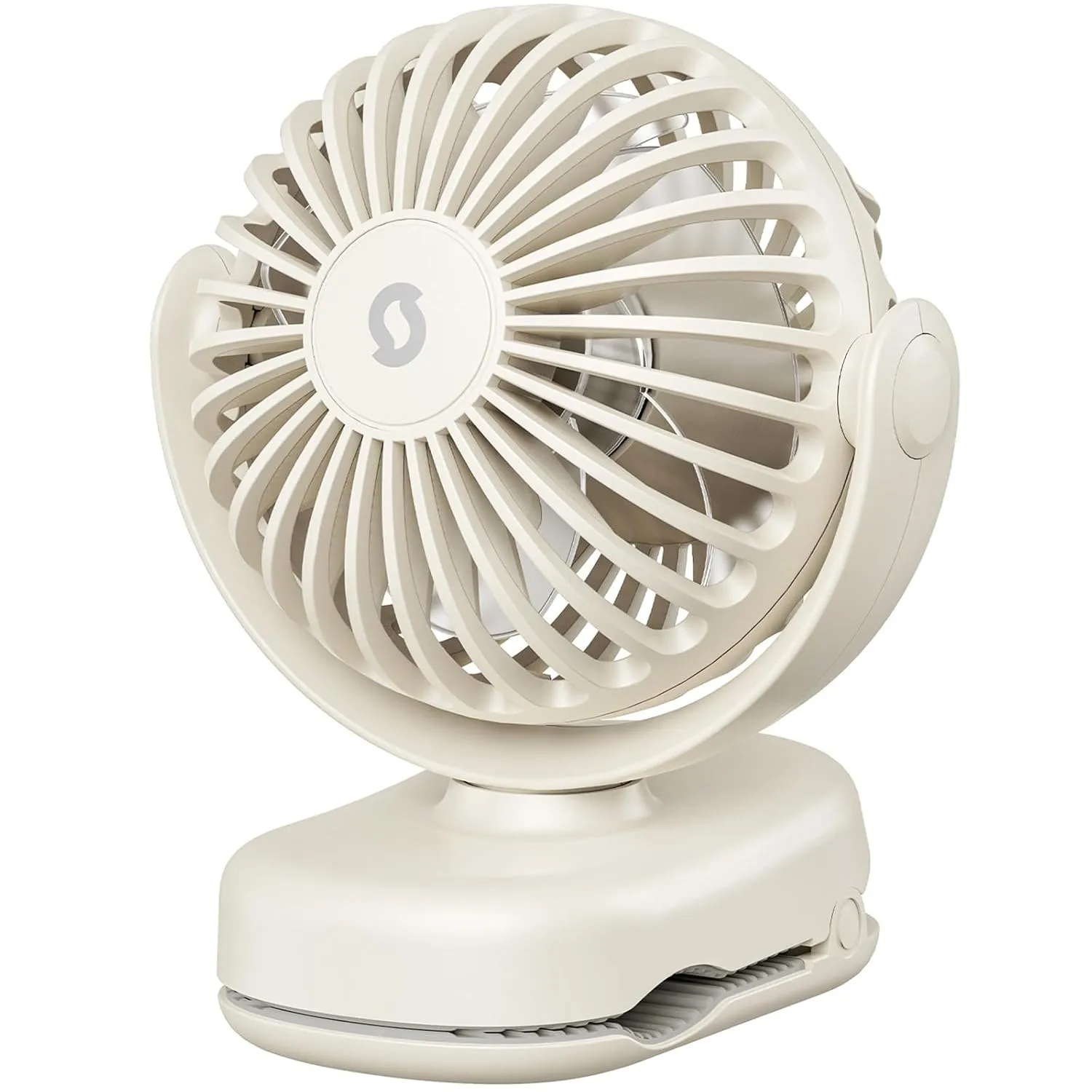 SWEETFULL Mini Clip on Fan - Portable Rechargeable Personal Fan with Strong Clamp, 3 Speeds, 11Hrs Cooling, Cute Small Desk Cooler for Stroller Bed Pet Carriers Umbrell Travel Outdoor - Beige Octopus-shaped decorative fan