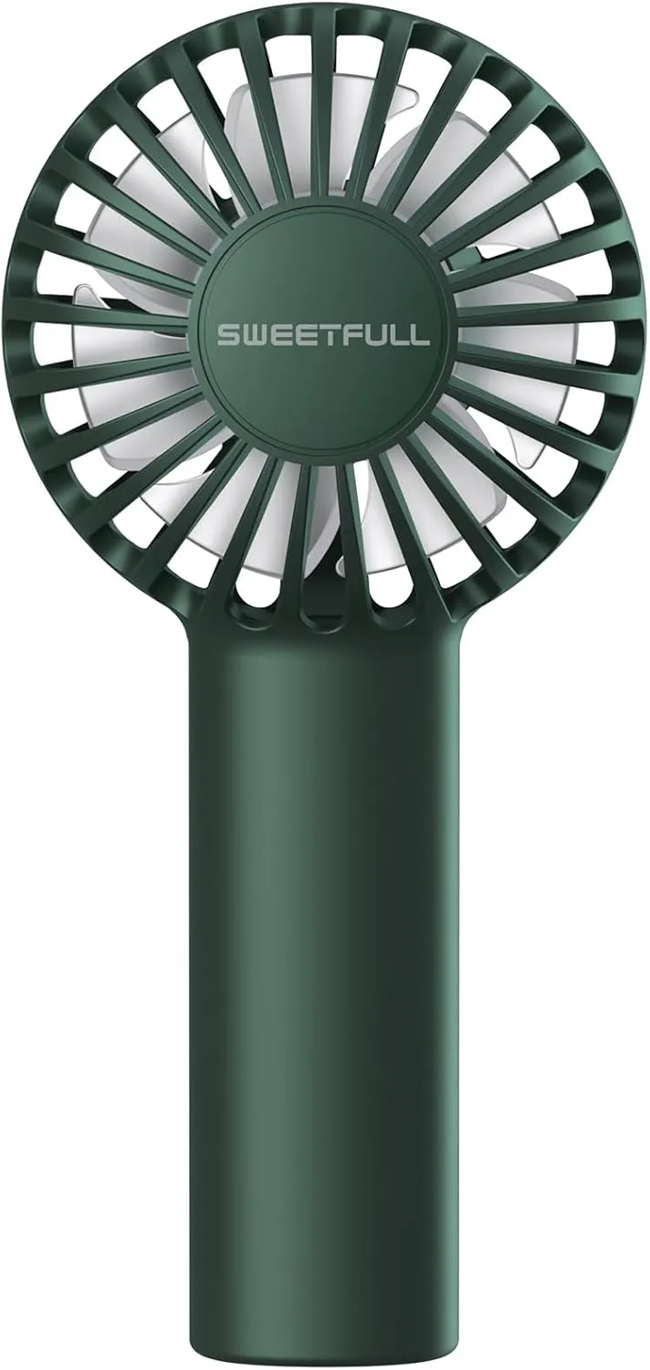 SWEETFULL Mini Portable Fan Powerful Handheld Fan Rechargeable,3 Speeds Personal Small Hand Fan for Travel Makeup Eyelash Fan for Stylish Kids Girls Women USB Cute Design, Dark Green Mini handheld fan for personal cooling