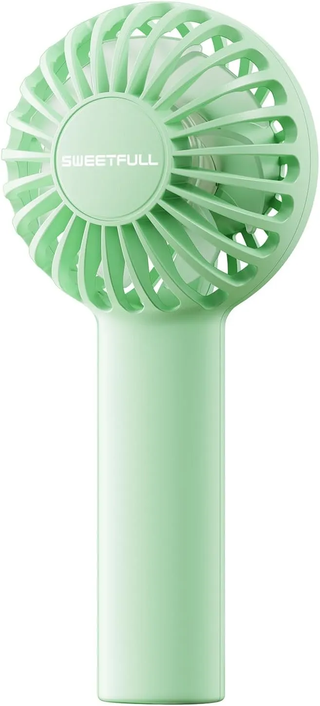 SWEETFULL Mini Portable Fan Powerful Handheld Fan Rechargeable,3 Speeds Personal Small Hand Fan for Travel Makeup Eyelash Fan for Stylish Kids Girls Women USB Cute Design Green Mini handheld fan for personal cooling