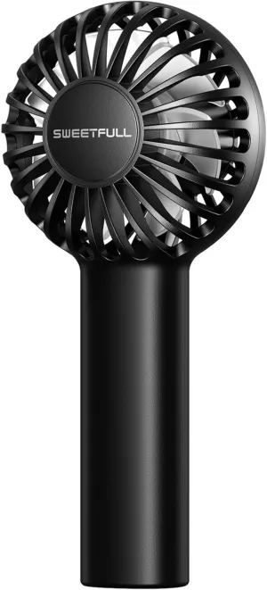 SWEETFULL Mini Portable Fan - Rechargeable Handheld Fan, 3 Speeds Personal Hand Gifts for Travel Essentials, Lash, Makeup, Eyelash, Kids, Girls, Women - USB, Cute Design Black Mini handheld fan for personal cooling