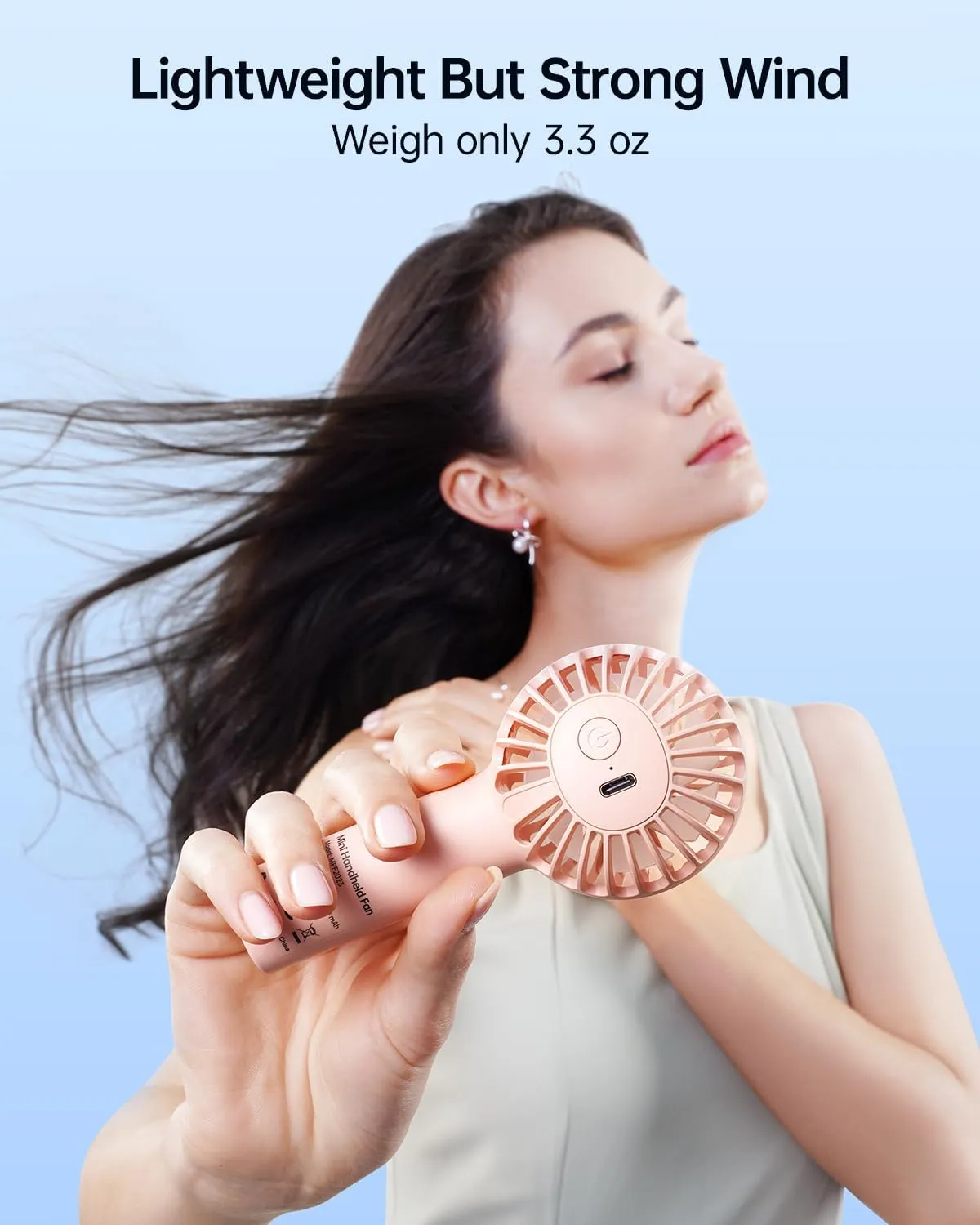 SWEETFULL Mini Portable Fan - Rechargeable Handheld Fan, 3 Speeds Personal Hand Gifts for Travel, Makeup, Eyelash, Kids, Girls, Women - USB, Cute Design