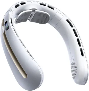 SWEETFULL Neck Fan, 3 Turbo Portable Fans with Neck Support, 4 Speed & LED Display, 5200mAh Rechargeable Personal Fan, Hand-Free Wearable Bladeless Cooler, Gift for Travel Birthday, Men, Women (White) Neck fan for hands-free comfort