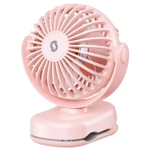SWEETFULL Portable Clip on Fan - Mini Rechargeable Personal Fan with Strong Clamp, 3 Speeds, 11Hrs Cooling, Cute Small Desk Cooler for Stroller Bed Pet Carriers Umbrell Travel Outdoor - Pink Octopus-shaped decorative fan