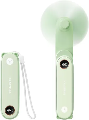 SWEETFULL Portable Handheld Mini Fan with LED Display, 3-in-1 Personal Foldable USB Rechargeable Hand Held Fan & Flashlight for Travel, Lash Eyelash, Cute Small Pocket for Women, Girls Mini handheld fan for personal cooling