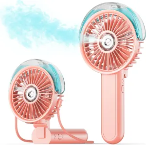 SWEETFULL Portable Misting Fan - 180 Foldable Handheld Personal Fan with Mist Spray, 3 Speeds, 30ml Water Tank, USB Rechargeable for Travel, Outdoors, Makeup, Camping, Home, and Office Use Mini handheld fan for personal cooling