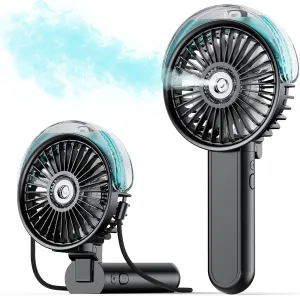 SWEETFULL Portable Misting Fan - 180 Foldable Handheld Personal Fan with Mist Spray, 3 Speeds, 30ml Water Tank, USB Rechargeable for Travel, Outdoors, Makeup, Camping, Home, and Office Use Neck fan for hands-free comfort