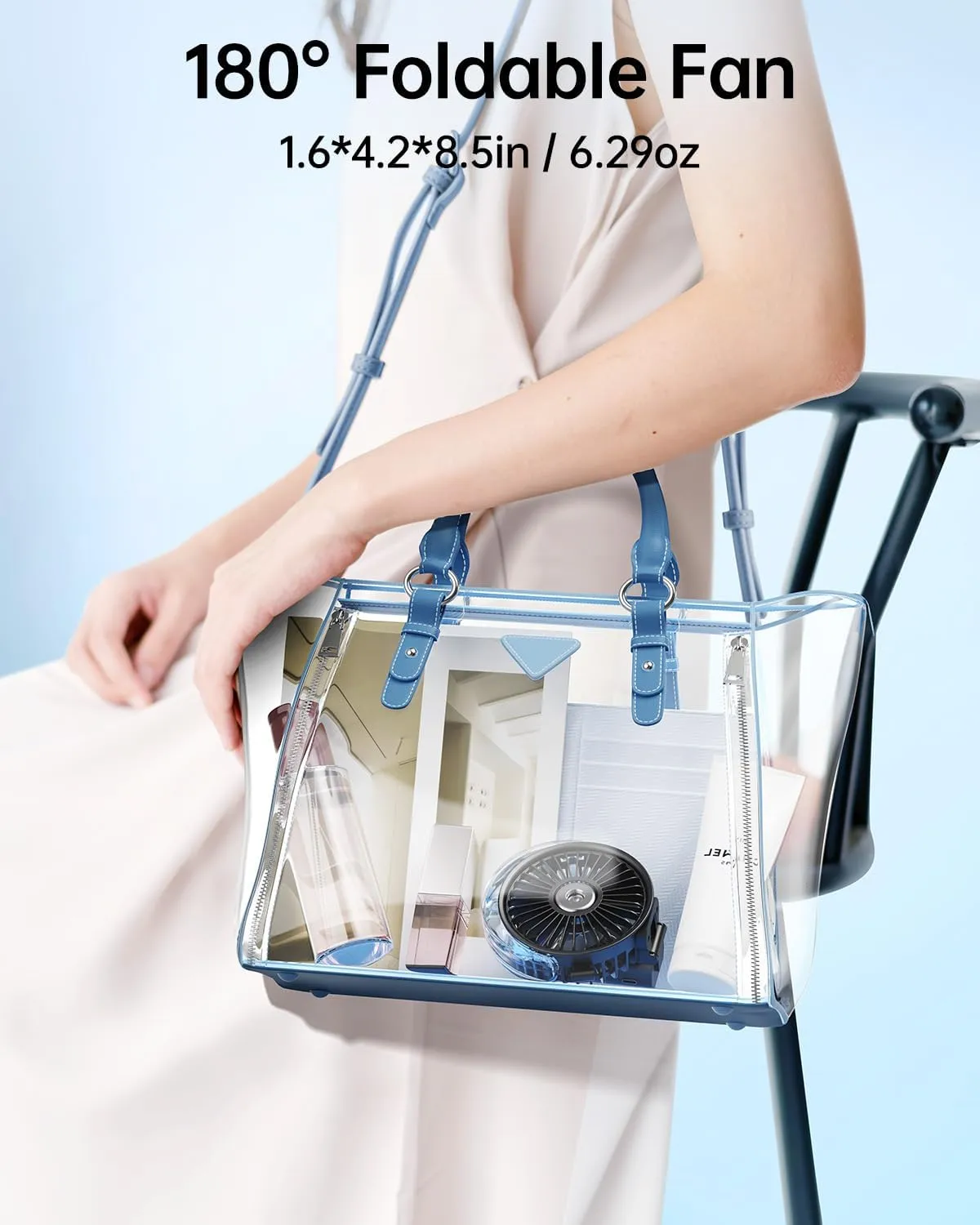 SWEETFULL Portable Misting Fan - 180 Foldable Handheld Personal Fan with Mist Spray, 3 Speeds, 30ml Water Tank, USB Rechargeable for Travel, Outdoors, Makeup, Camping, Home, and Office Use