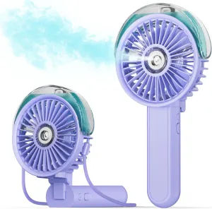 SWEETFULL Portable Misting Fan - 180 Foldable Handheld Personal Fan with Mist Spray, 3 Speeds, 30ml Water Tank, USB Rechargeable for Travel, Outdoors, Makeup, Camping, Home, and Office Use Neck fan for hands-free comfort