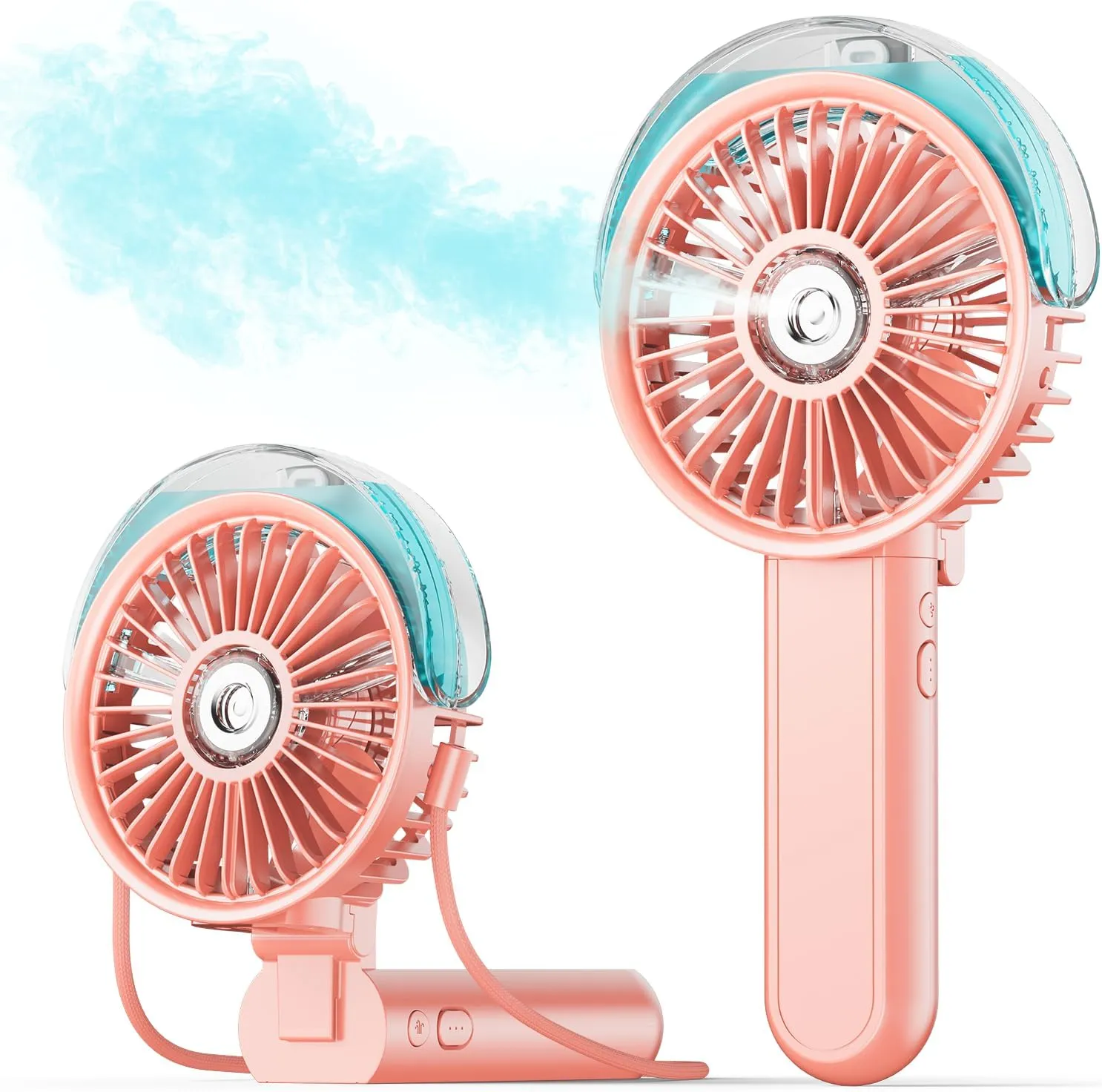 SWEETFULL Portable Misting Fan - 180 Foldable Handheld Personal Fan with Mist Spray, 3 Speeds, 30ml Water Tank, USB Rechargeable for Travel, Outdoors, Makeup, Camping, Home, and Office Use Mini handheld fan for personal cooling