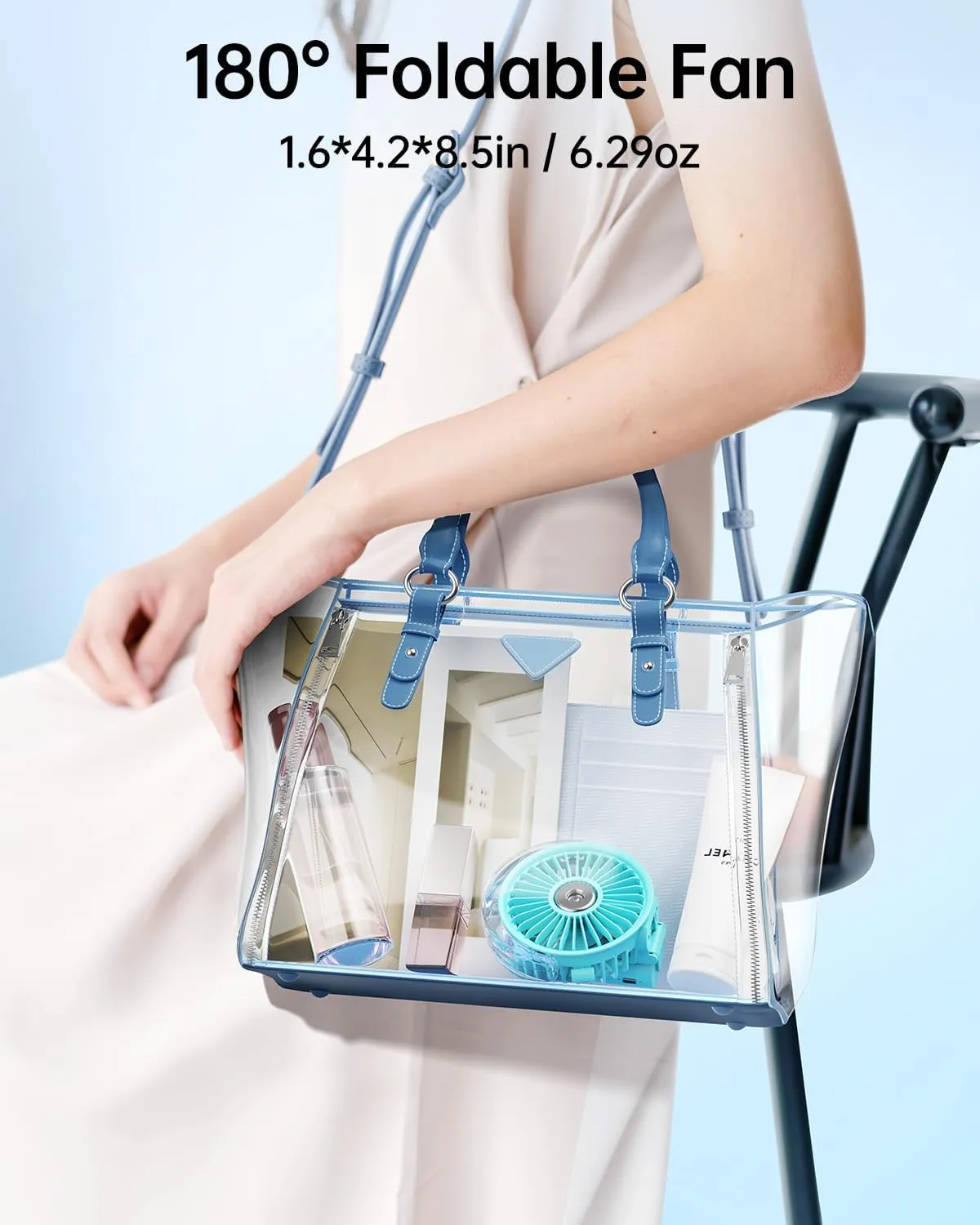 SWEETFULL Portable Misting Fan - 180 Foldable Handheld Personal Fan with Mist Spray, 3 Speeds, 30ml Water Tank, USB Rechargeable - Ideal for Travel, Outdoors, Makeup, Camping, Home, and Office Use