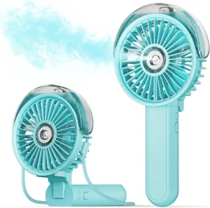 SWEETFULL Portable Misting Fan - 180 Foldable Handheld Personal Fan with Mist Spray, 3 Speeds, 30ml Water Tank, USB Rechargeable - Ideal for Travel, Outdoors, Makeup, Camping, Home, and Office Use Neck fan for hands-free comfort