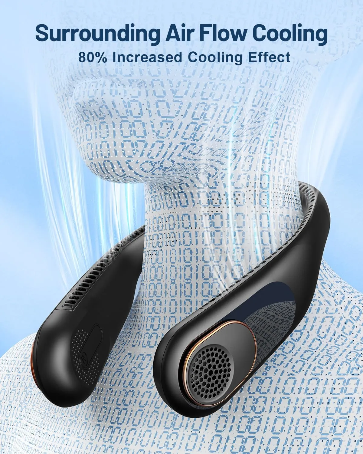 SWEETFULL Portable Neck Fan 360 Cooling Bladeless Personal Fan | No Hair Twisting - 4000mAh USB Rechargeable Wearable Fan for Travel, Birthday Gifts for Men, Women, Mom, and Dad