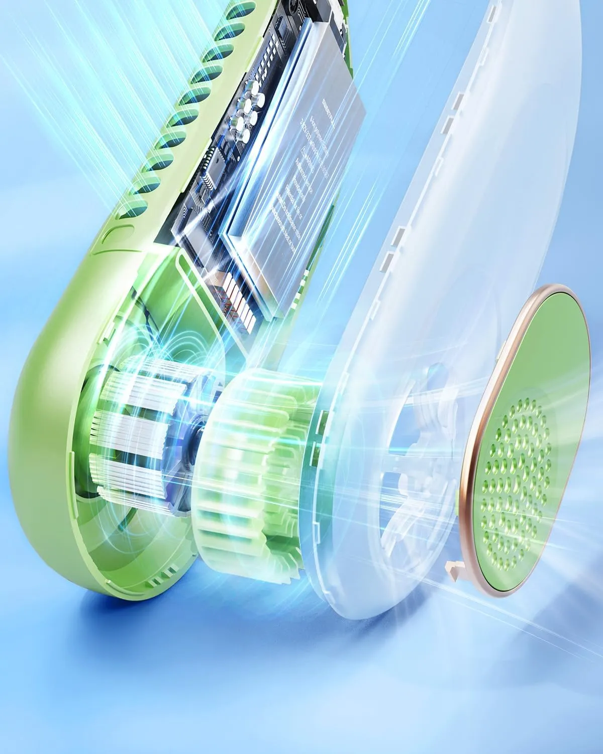 SWEETFULL Portable Neck Fan 360 Cooling Bladeless Personal Fan | No Hair Twisting - 4000mAh USB Rechargeable Wearable Fan for Travel, Birthday Gifts for Men, Women, Mom, and Dad