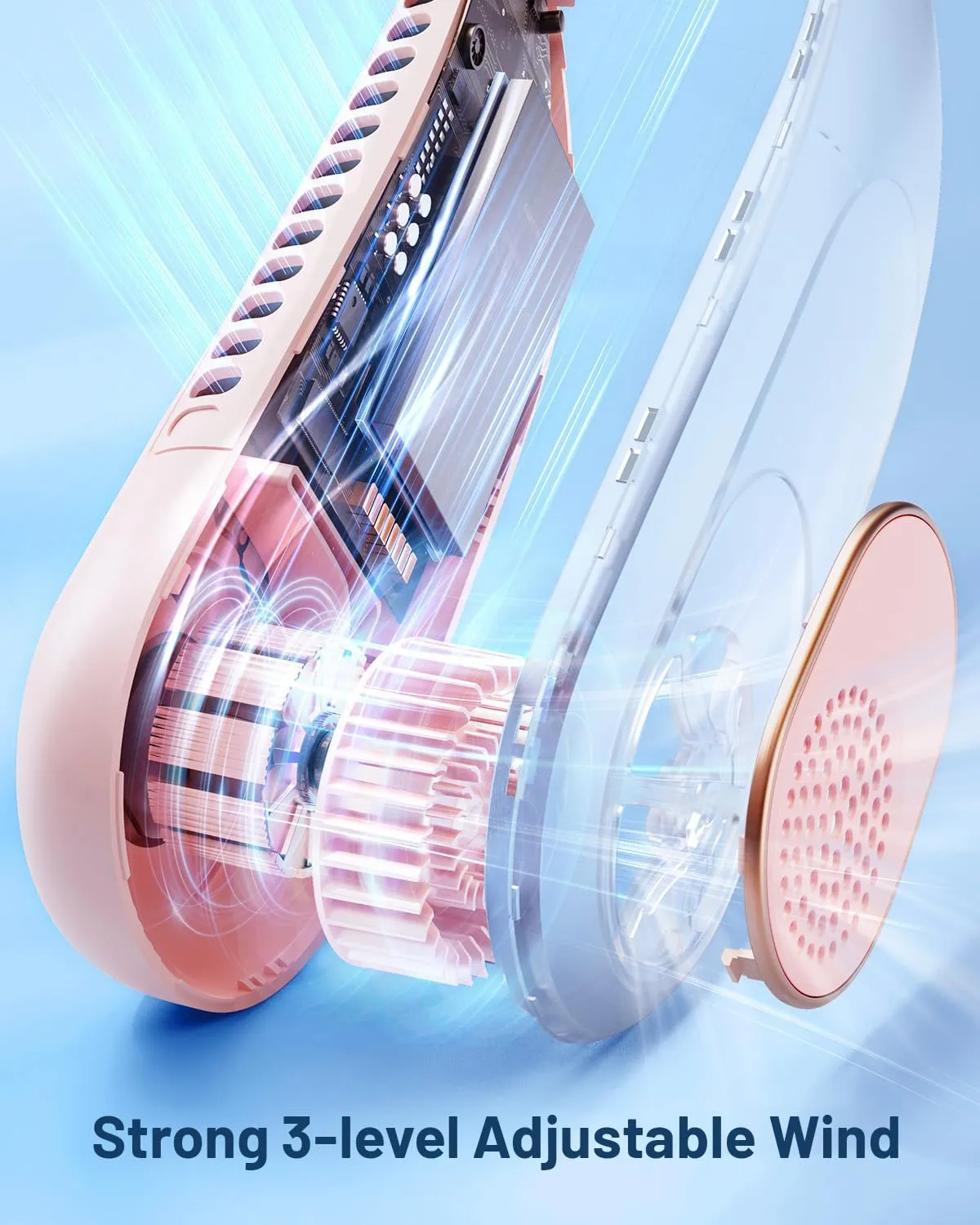 SWEETFULL Portable Neck Fan 360 Cooling Bladeless Personal Fan | No Hair Twisting - 4000mAh USB Rechargeable Wearable Fan for Travel, Birthday Gifts for Men, Women, Mom, and Dad