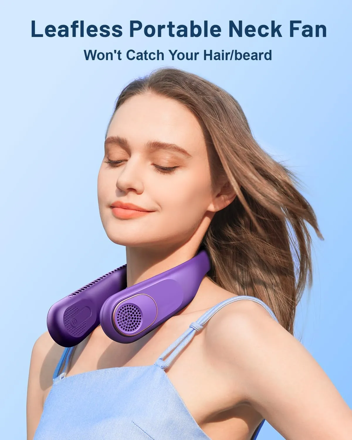 SWEETFULL Portable Neck Fan 360 Cooling Bladeless Personal Fan | No Hair Twisting - 4000mAh USB Rechargeable Wearable Fan for Travel, Birthday Gifts for Men, Women, Mom, and Dad