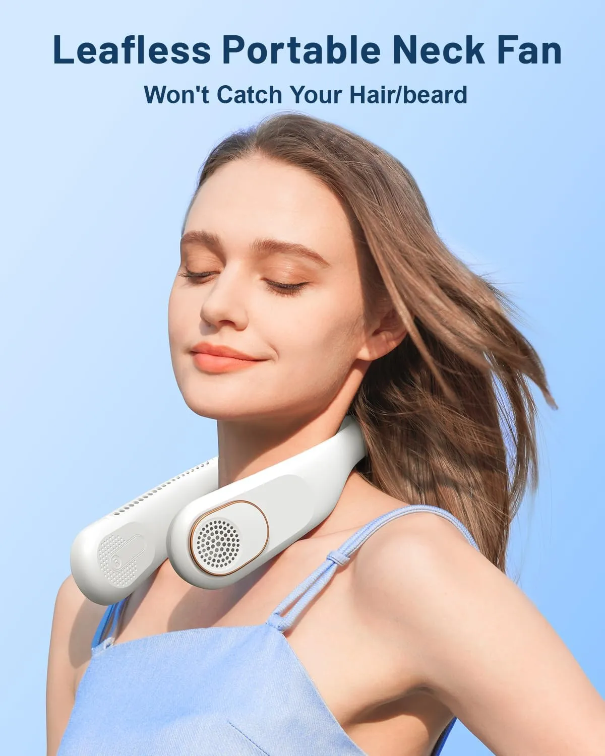 SWEETFULL Portable Neck Fan 360 Cooling Bladeless Personal Fan | No Hair Twisting - 4000mAh USB Rechargeable Wearable Fan for Travel, Birthday Gifts for Men, Women, Mom, and Dad