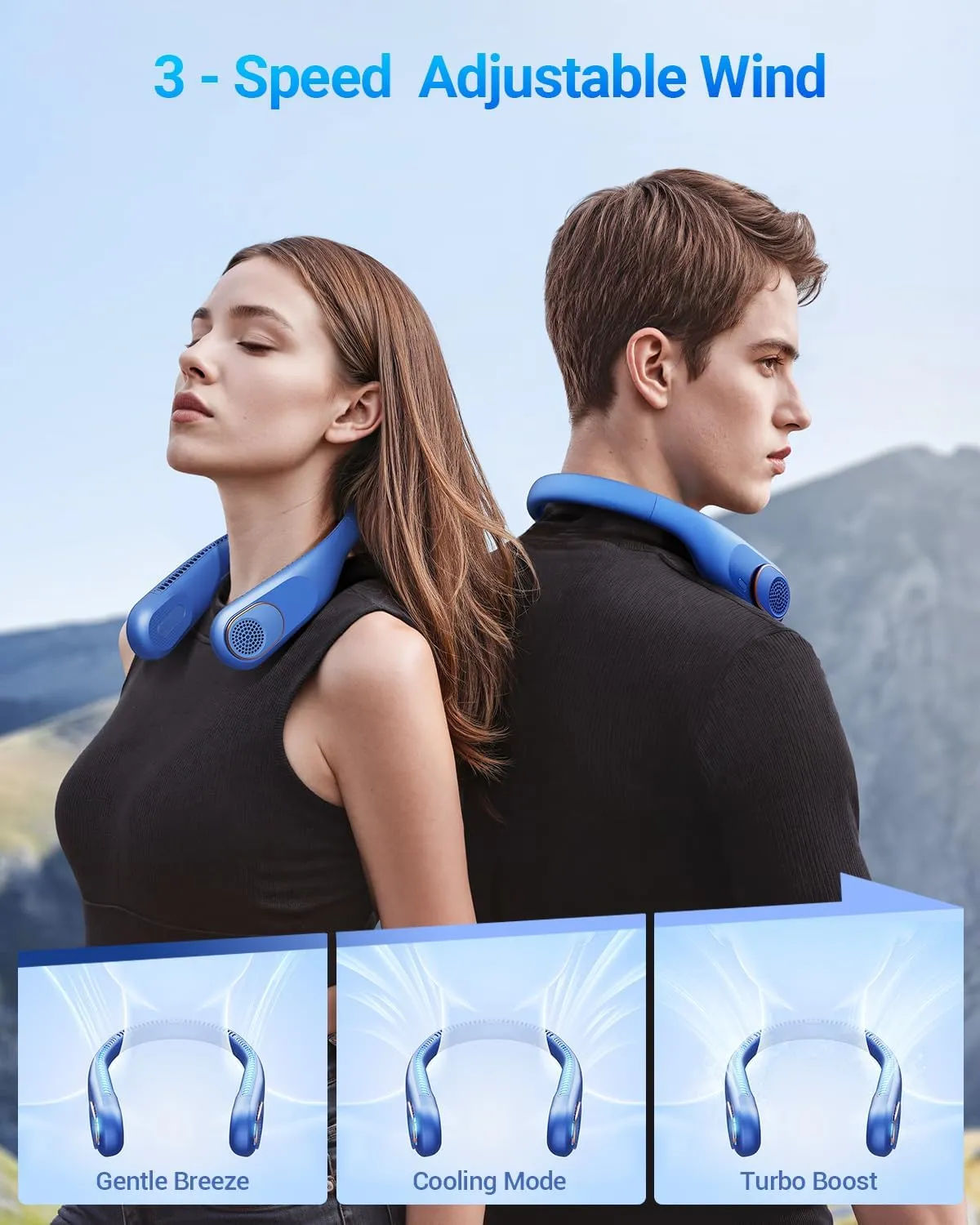 SWEETFULL Portable Neck Fan 360 Cooling Bladeless Personal Fan | No Hair Twisting - 4000mAh USB Rechargeable Wearable Fan for Travel, Birthday Gifts for Men, Women, Mom, and Dad