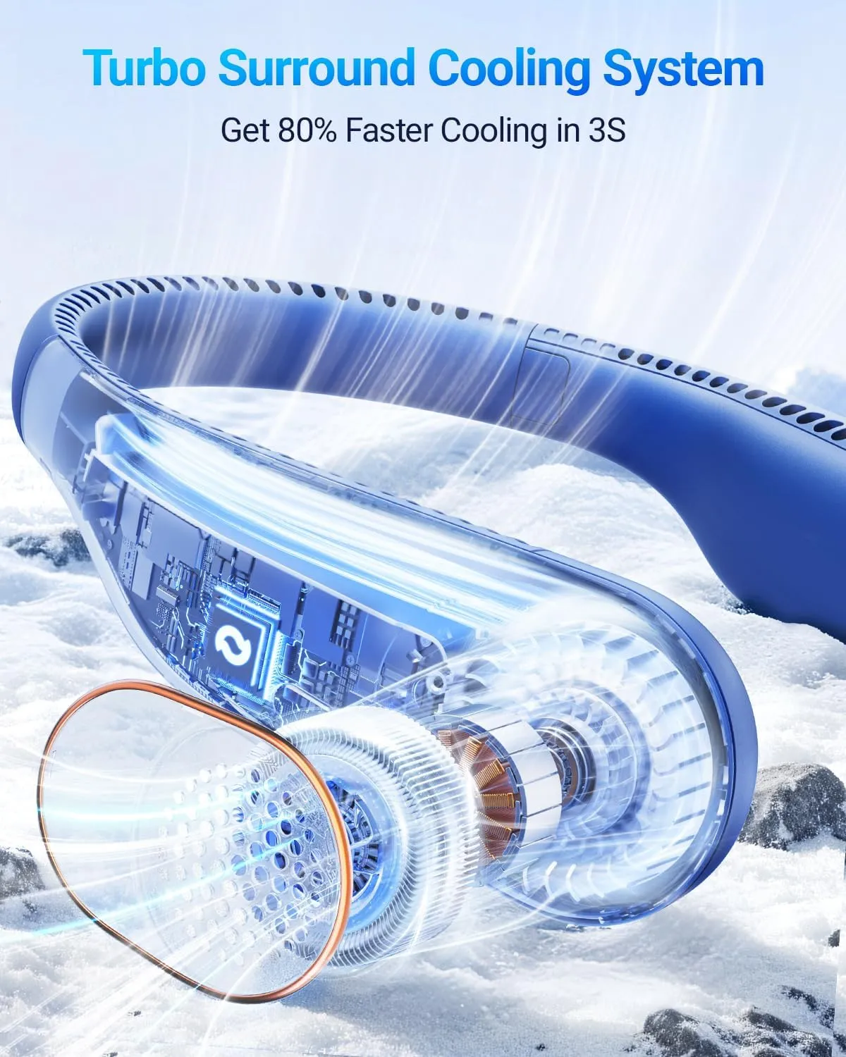 SWEETFULL Portable Neck Fan 360 Cooling Bladeless Personal Fan | No Hair Twisting - 4000mAh USB Rechargeable Wearable Fan for Travel, Birthday Gifts for Men, Women, Mom, and Dad