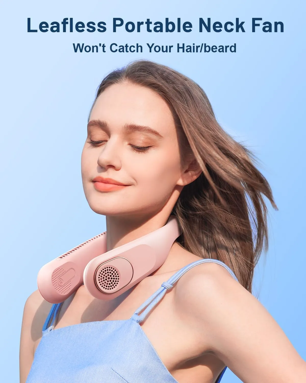 SWEETFULL Portable Neck Fan 360 Cooling Bladeless Personal Fan | No Hair Twisting - 4000mAh USB Rechargeable Wearable Fan for Travel, Birthday Gifts for Men, Women, Mom, and Dad