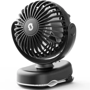 SWEETFULL Stroller Fan with Clip - Portable Rechargeable Mini Fan with Strong Clamp, 3 Speeds, 11Hrs Cooling, Cute Small Personal Desk Cooler for Bed Pet Carriers Umbrell Travel Outdoor - Black Octopus-shaped decorative fan