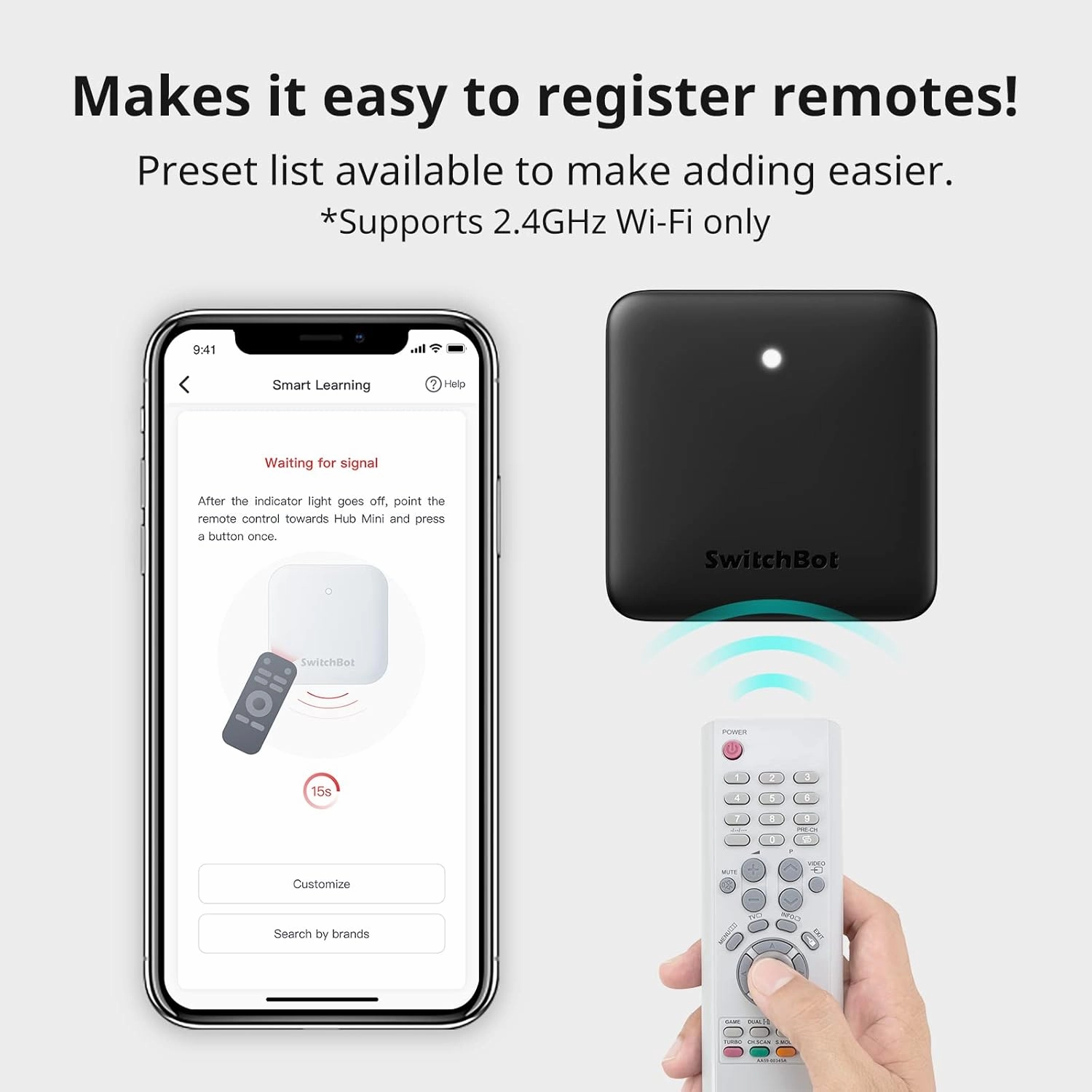 SwitchBot Hub Mini Smart Remote - IR Universal Remote, WiFi IR Blaster for TV, Air Conditioner, Compatible with Alexa, Google Home, Link SwitchBot to Wi-Fi (Support 2.4GHz)