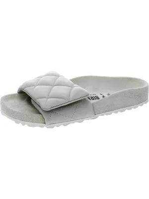 SYLT Womens Leather Slip On Slide Sandals
