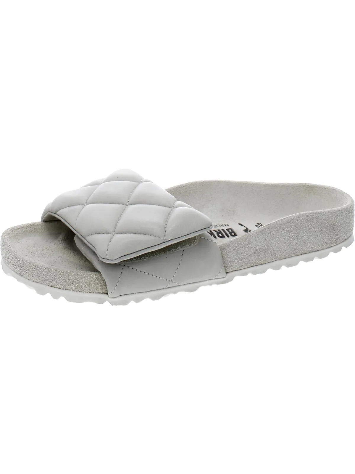 SYLT Womens Leather Slip On Slide Sandals