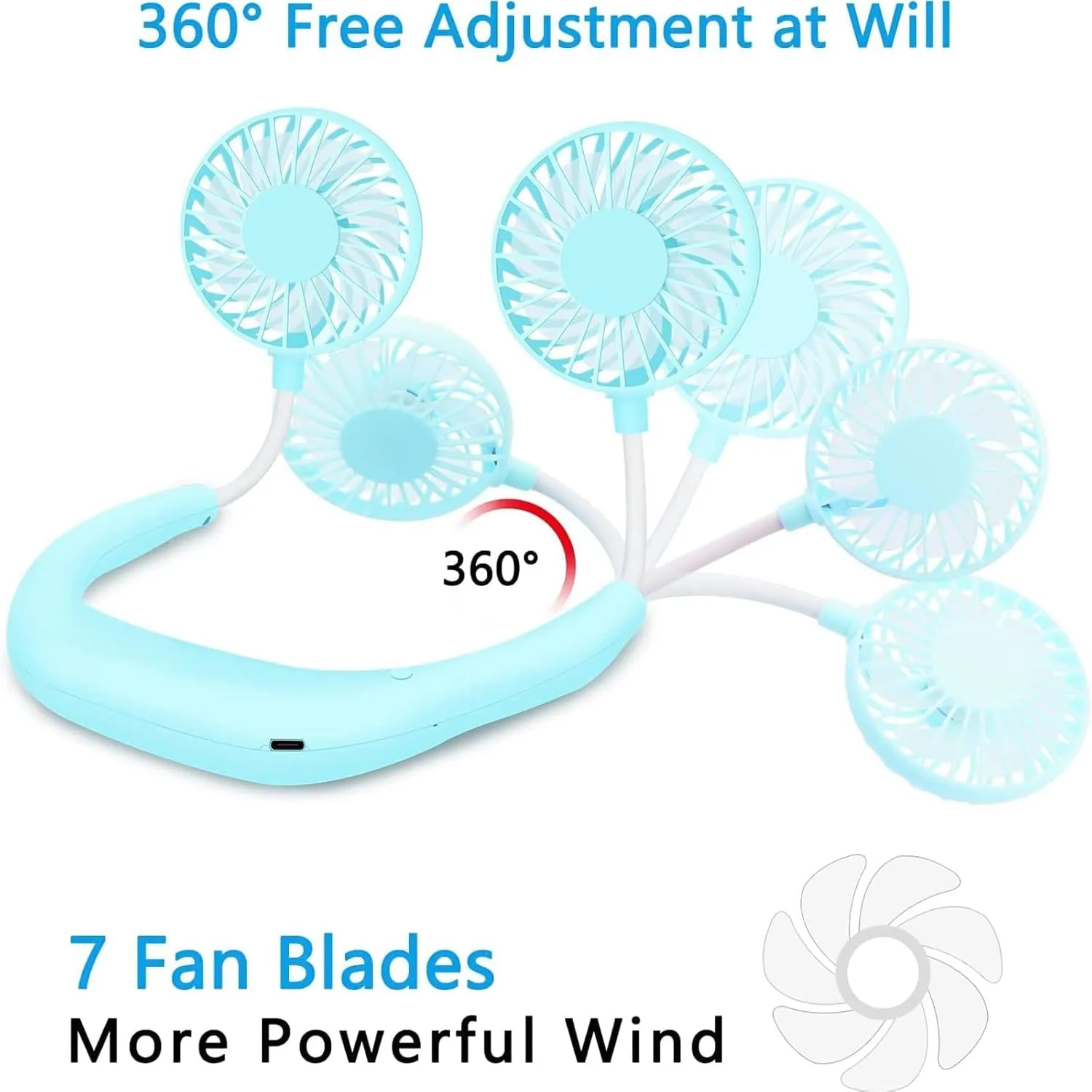 SZ-JIAHAIYU Portable Neck Fan Rechargeable USB Hands-Free Fan Personal 360 Double Headed Free Rotation 3 Speed Adjustable Wearable Face Mini Small Fan Perfect for Working, Office, Reading, Traveling