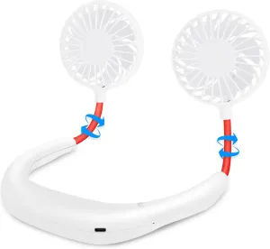 SZ-JIAHAIYU Portable Neck Fan Rechargeable USB Hands-Free Fan Personal 360 Double Headed Free Rotation 3 Speed Adjustable Wearable Face Mini Small Fan Perfect for Working, Office, Reading, Traveling Neck fan for hands-free comfort