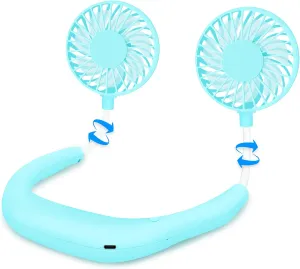 SZ-JIAHAIYU Portable Neck Fan Rechargeable USB Hands-Free Fan Personal 360 Double Headed Free Rotation 3 Speed Adjustable Wearable Face Mini Small Fan Perfect for Working, Office, Reading, Traveling Neck fan for hands-free comfort