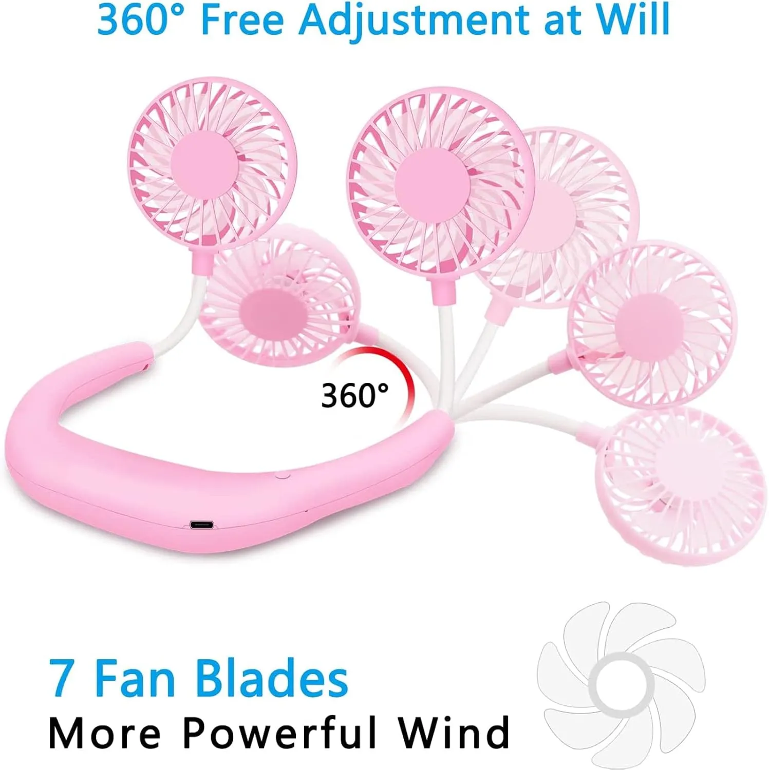 SZ-JIAHAIYU Portable Neck Fan Rechargeable USB Hands-Free Fan Personal 360 Double Headed Free Rotation 3 Speed Adjustable Wearable Face Mini Small Fan Perfect for Working, Office, Reading, Traveling