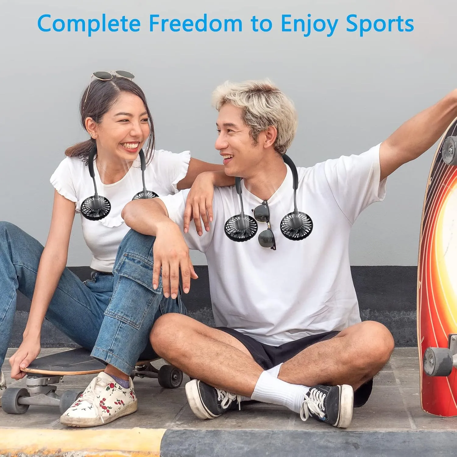 SZ-JIAHAIYU Portable Neck Fan Rechargeable USB Hands-Free Fan Personal 360 Double Headed Free Rotation 3 Speed Adjustable Wearable Face Mini Small Fan Perfect for Working, Office, Reading, Traveling