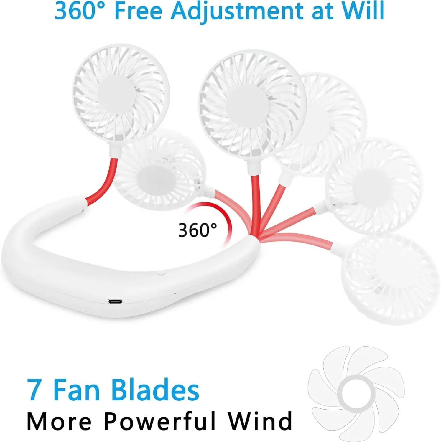 SZ-JIAHAIYU Portable Neck Fan Rechargeable USB Hands-Free Fan Personal 360 Double Headed Free Rotation 3 Speed Adjustable Wearable Face Mini Small Fan Perfect for Working, Office, Reading, Traveling