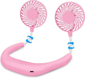 SZ-JIAHAIYU Portable Neck Fan Rechargeable USB Hands-Free Fan Personal 360 Double Headed Free Rotation 3 Speed Adjustable Wearable Face Mini Small Fan Perfect for Working, Office, Reading, Traveling Neck fan for hands-free comfort