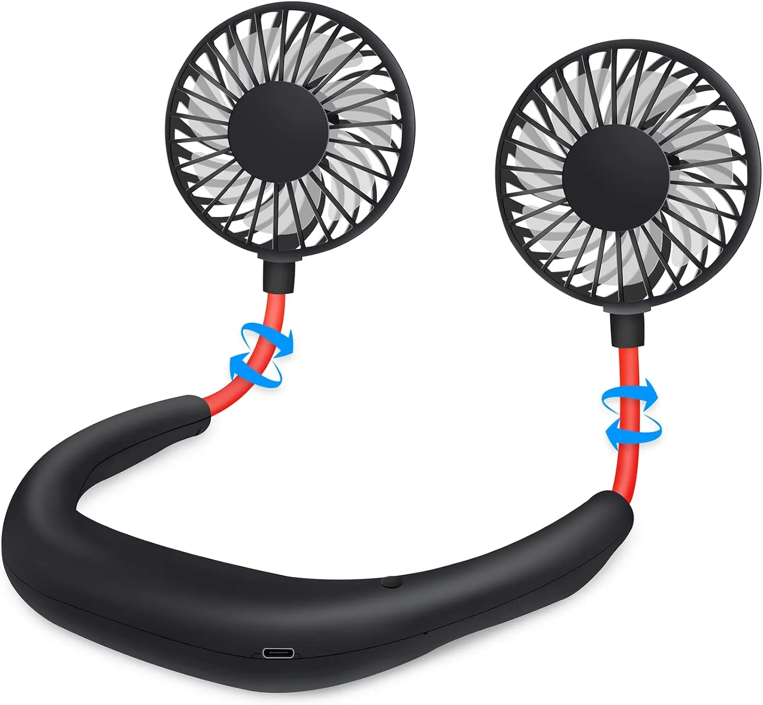 SZ-JIAHAIYU Portable Neck Fan Rechargeable USB Hands-Free Fan Personal 360 Double Headed Free Rotation 3 Speed Adjustable Wearable Face Mini Small Fan Perfect for Working, Office, Reading, Traveling Neck fan for hands-free comfort