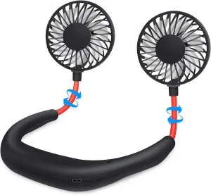 SZ-JIAHAIYU Portable Neck Fan Rechargeable USB Hands-Free Fan Personal 360 Double Headed Free Rotation 3 Speed Adjustable Wearable Face Mini Small Fan Perfect for Working, Office, Reading, Traveling Neck fan for hands-free comfort