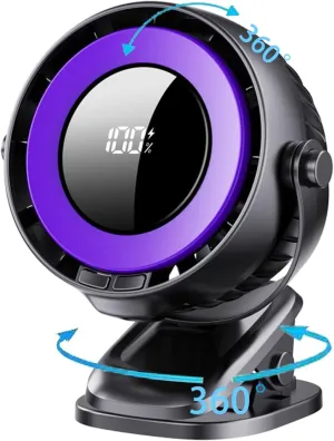 Tabletop Air Circulator Small Fan, 360Rotation and Clip on for Desk, Portable Camping with LED Display and Light, Rechargeable Personal Fan for Home or Office 360-degree rotating fan for home use