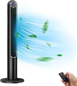 Tangkula 42-Inch Tower Fan with Remote Control, 80 Oscillating Standing Fan w/LED Display, 12H Timer & 3 Wind Modes, Portable & Quiet Floor Bladeless Fan for Bedroom Living Room Home Office (Black) Tower bladeless fan for modern homes